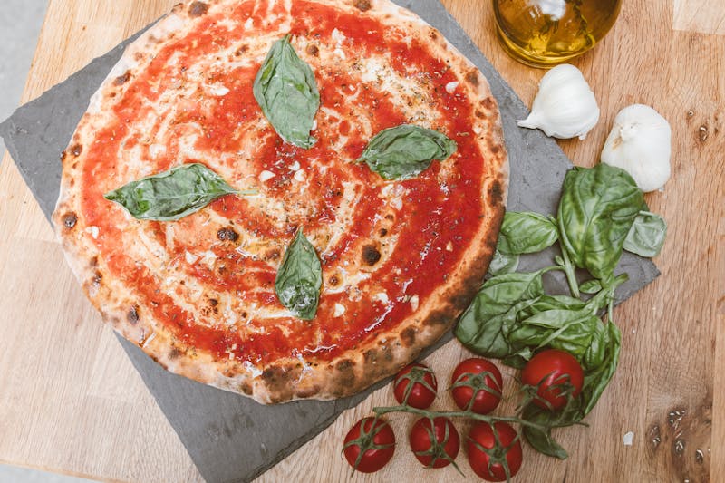Classic Margherita pizza with fresh basil