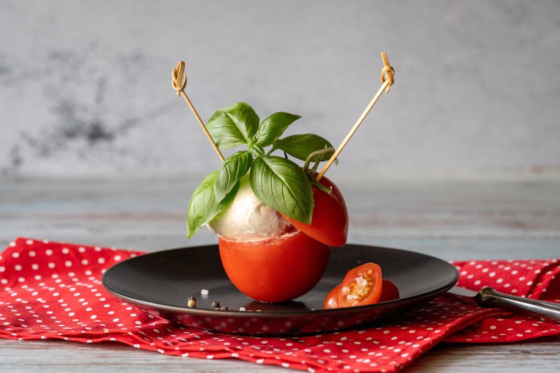 Caprese salad with fresh tomatoes and mozzarella